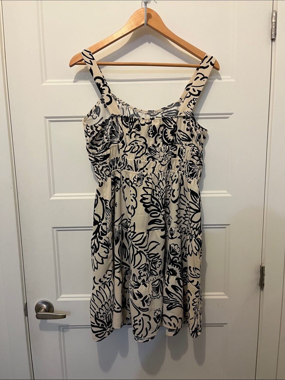 Monteau Cream Dress with Black Floral Print - Picture 3 of 6